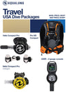 Aqua Lung Travel Package Pro HD Compact BCD, Helix Compact Pro Regulator and Octopus set, i330R, Pressure Gauge